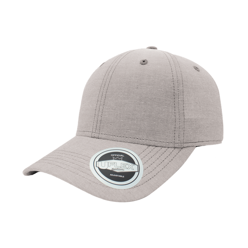 Uflex 100% Cotton Chambray 6 Panel Baseball Cap - light grey/khaki (U20609)