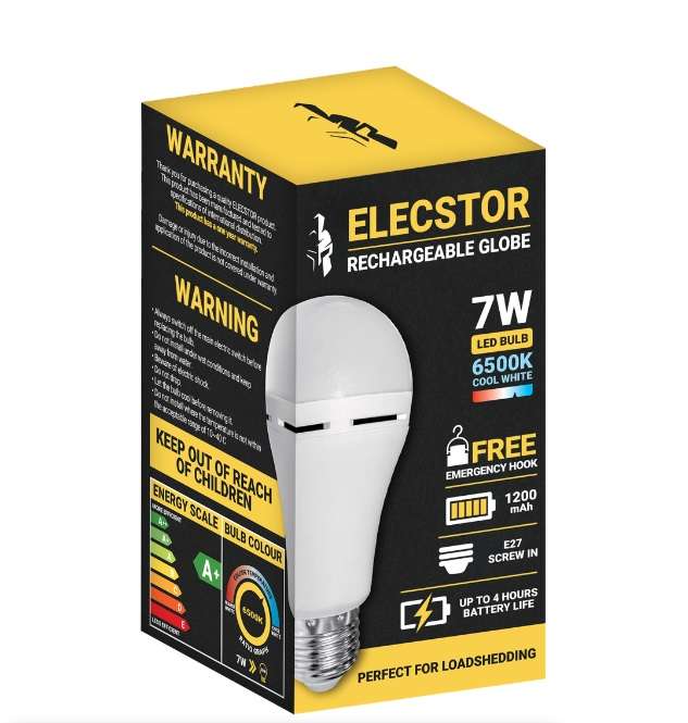 Elecstor E27 7W Rechargeable Globe - cool white (screw in)