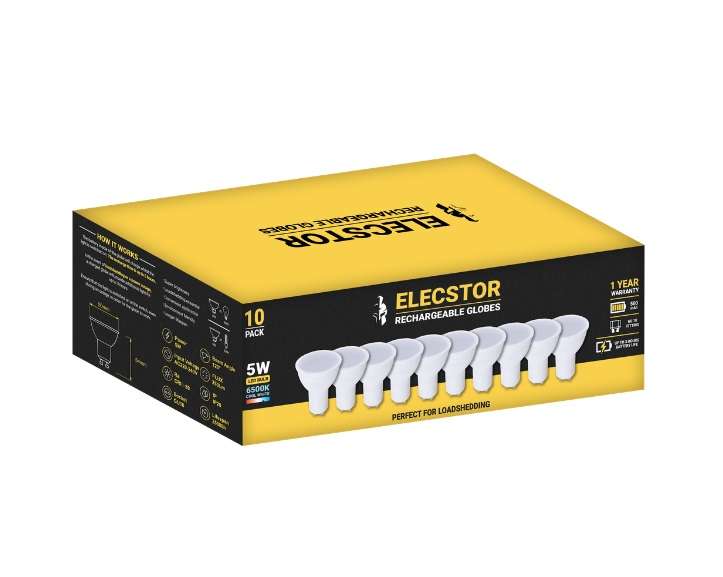 Elecstor GU-10 5W Rechargeable Globe - cool white (10 Pack)