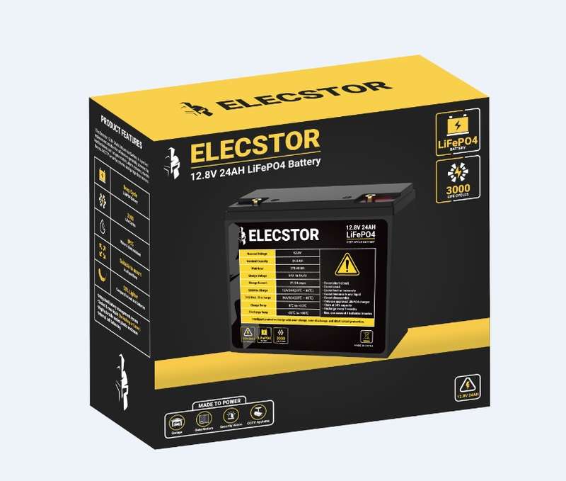 Elecstor 12V 24A LIFEPO4 Battery 3000 CYCLES