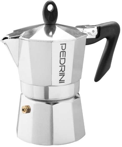 Pedrini Coffee Maker: Polished Aluminium 3 Cups - Black (9083-810)
