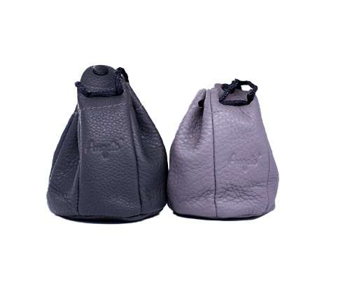 Tobacco Pouch - Drawstring Leather - grey (assorted)