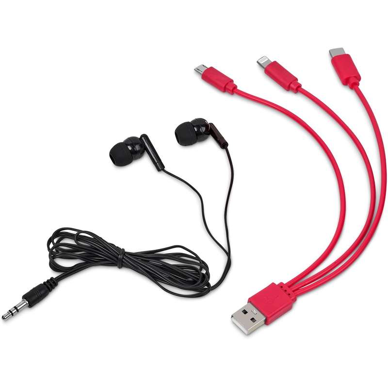 Altitude Zenia Earbuds and Tri-Cable Set - red (AL-1212)