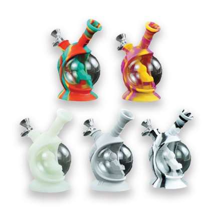 Astronaut Glass and Silicone Bong (Assorted) - 17cm (Bong082)