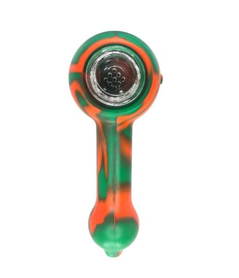 Rasta Pipe - Silicone with Glass Bowl (Assorted), 11cm (Pipe8538)