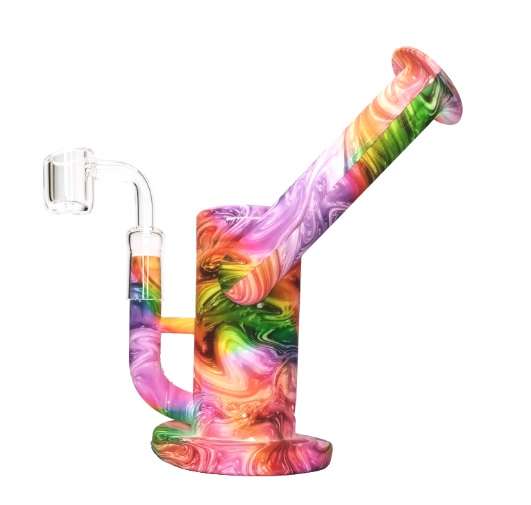Silicone Dab Bong, Tub Holder and Diffuser (Assorted) - 22cm (Bong081)