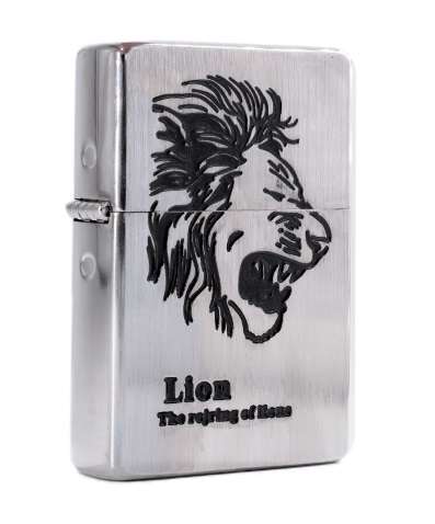 Zorro Lighter - Brushed Chrome Lion (ZL8217)