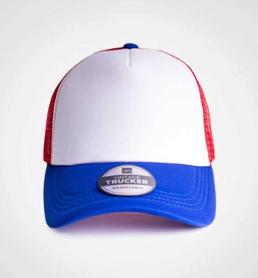 Vintage Trucker Three-Tone Cap - royal/white/red