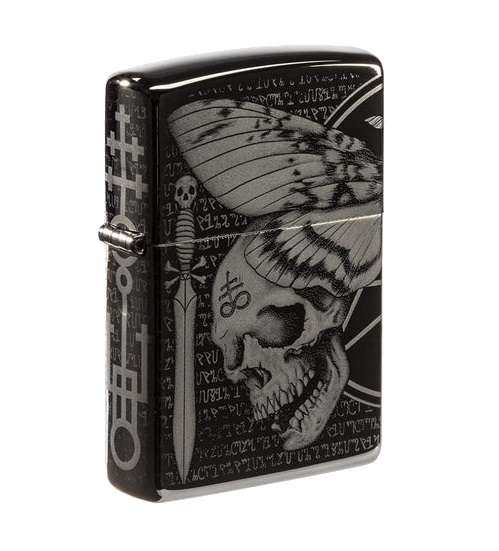 Zippo Lighter: Reg Ebony Hawkmoth Design (ZP24756)