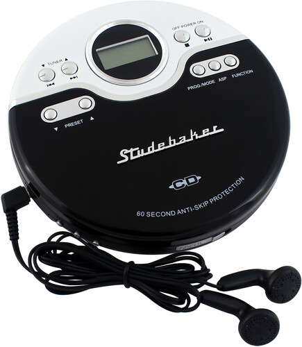Studebaker Joggable Personal CD Player/FM/Bass Boost - white/black (SB3703BW)