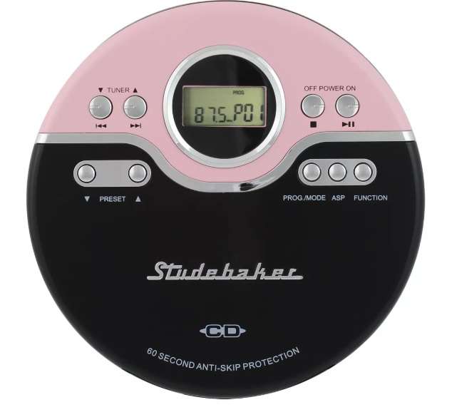 Studebaker Joggable Personal CD Player/ FM/Bass Boost - pink (SB3703PB)