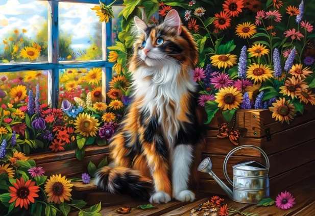 Blooming Cat Meditation (1000 Piece Puzzle)
