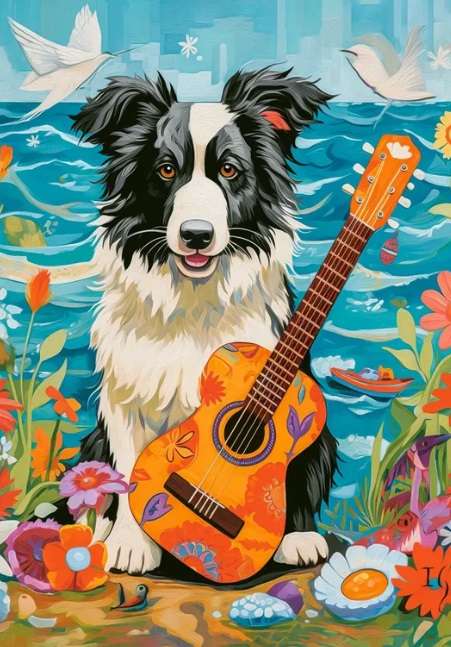 Collie, Guitar and the Sea (500 Piece Puzzle)