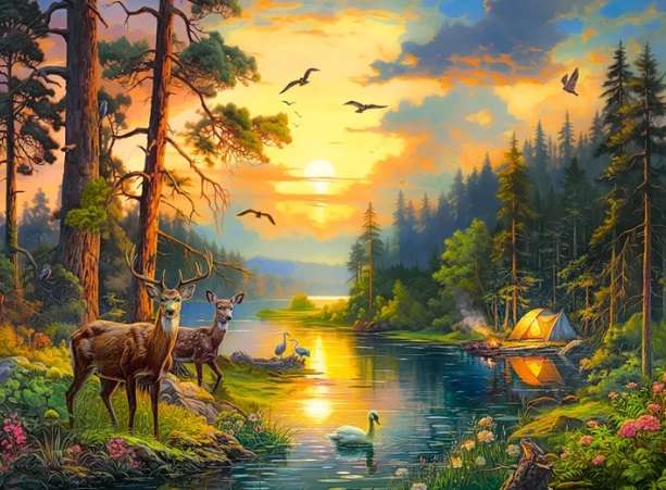 Sunset over Forest River (3000 Piece Puzzle)