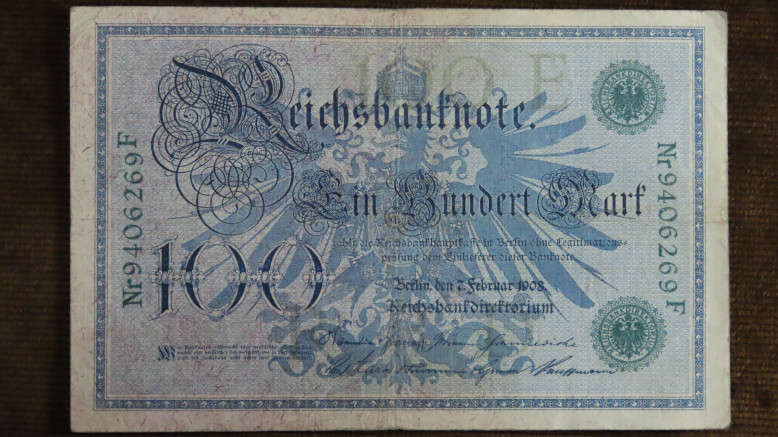 Germany - 100 Mark, 1908, p-34 , Green Serial Number and Seal