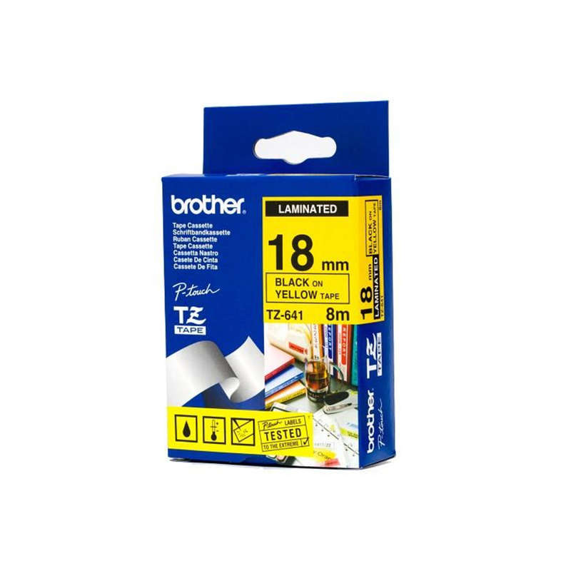 Brother TZ 641 Label Tape Laminated (18mm) Blk/Ylw (8m)