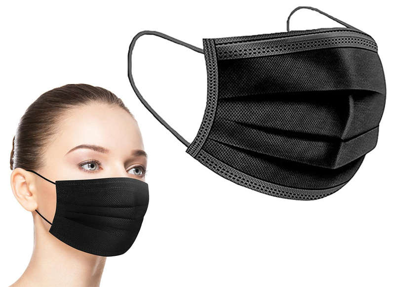 Black 3ply Masks - 50 in a pack