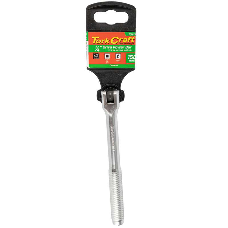 Power Bar 1/4"M Drive 150Mm Swivel Head  Steel Handle Socket