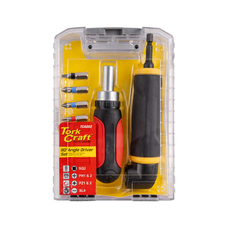 Angle Drive 1/4" Mf W/Ratchet Driver 6Pc Bits