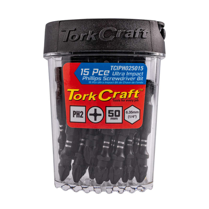 Impact Phil.2 X 50Mm Power Bit 15Pc Tic Tac Case Ph2