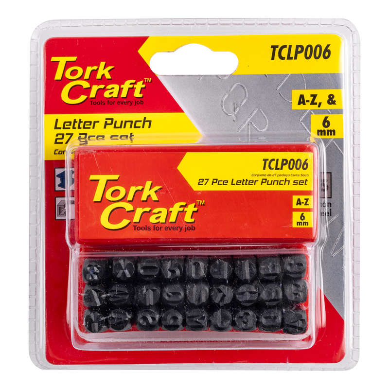 Letter Punch Set 6Mm (A-Z) Lower Case 27Pc Black Finish