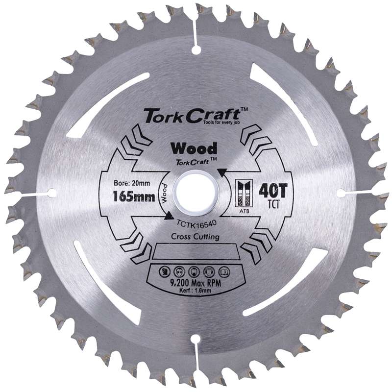 Tct Saw Blade 165Mm X 1.6Mm X 20Mm X 40T Wood Thin Kerf