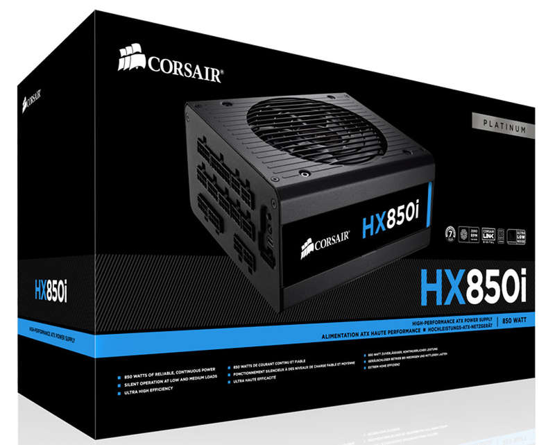 Corsair HXi Series HX850i 80 Plus 850W Platinum Certified High-Performance ATX Power Supply