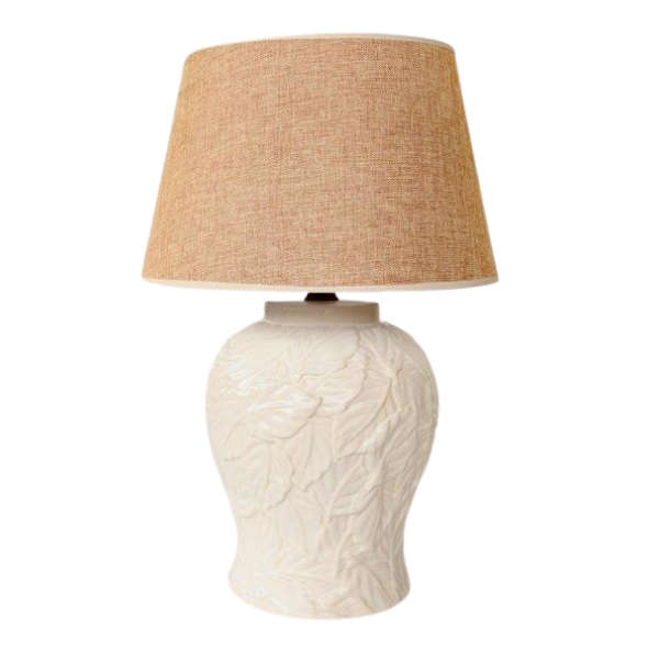 Off white leaf ceramic base with shade