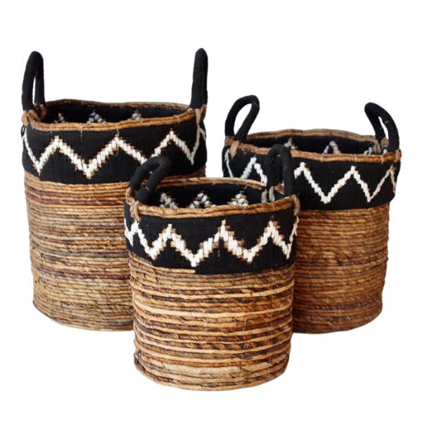 Set of 3 zigzag baskets