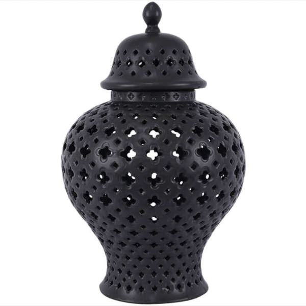 Black ginger jar large