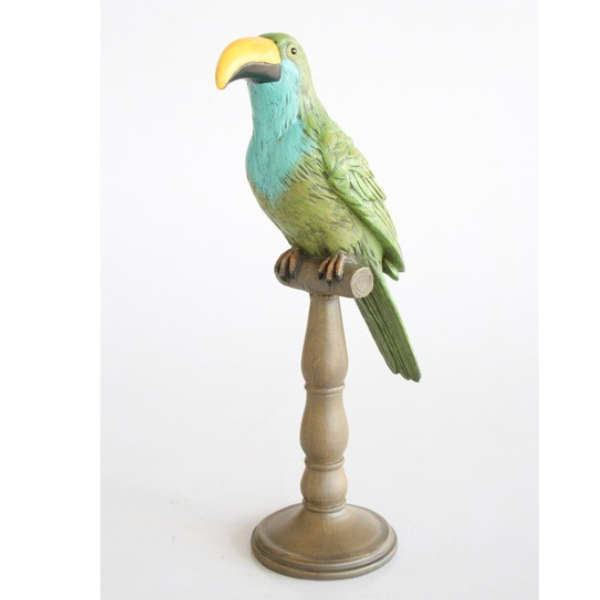 Toucan on stand green & turquoise