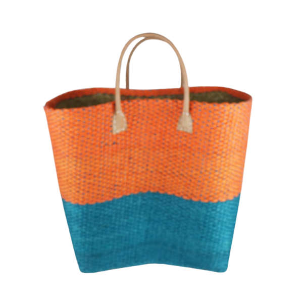 Basket with leather handles