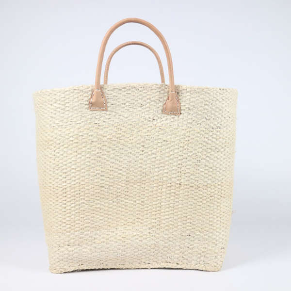 Basket with leather handles