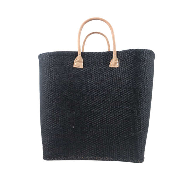 Basket with leather handles