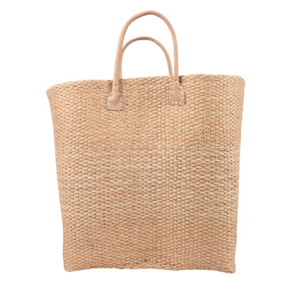 Basket with leather handles