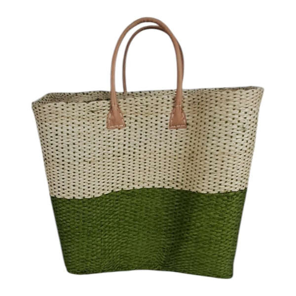 Basket with leather handles