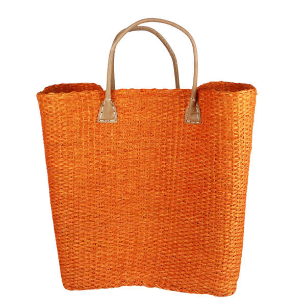 Basket with leather handles