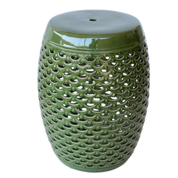 Green cut out garden stool