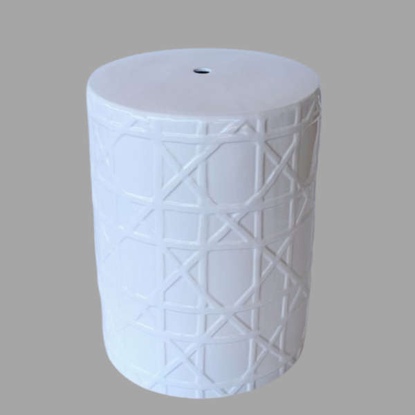 Basket weave white garden stool