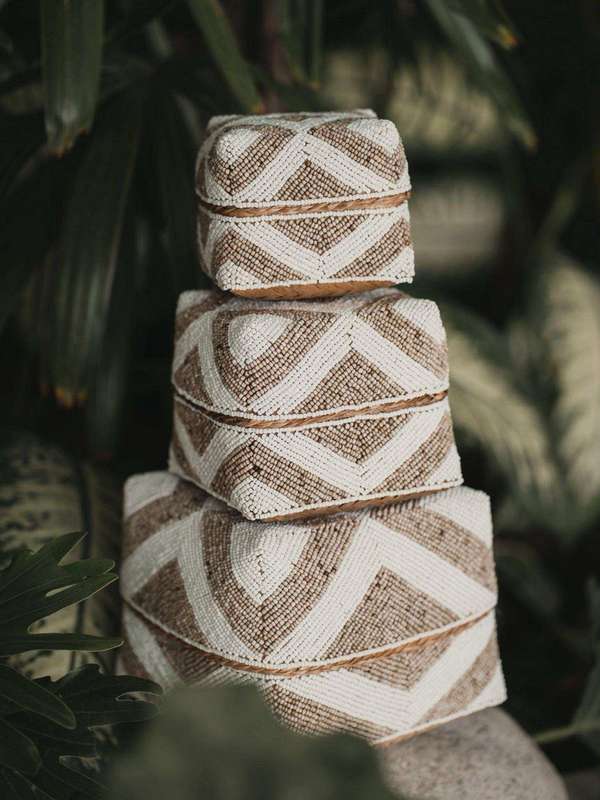 Beaded bamboo baskets