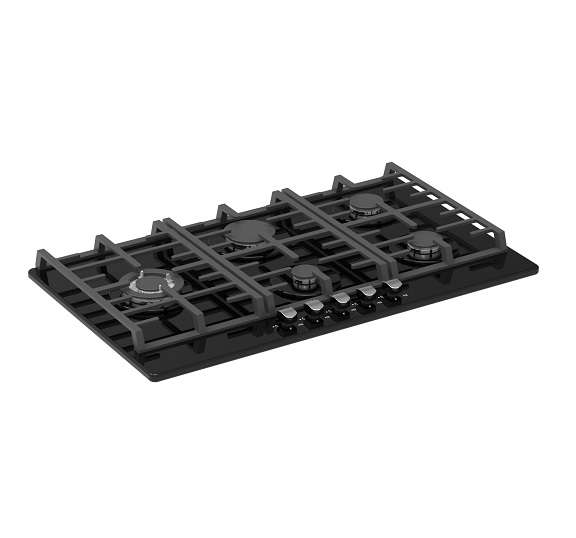 Falco -Gas Hob 5 Burner Black Glass