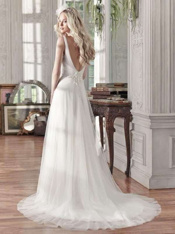 Margrett, Tulle ivory empire wedding dress.