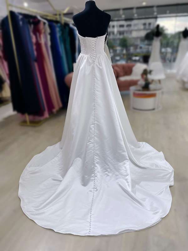 Alyssa, boob tube satin A-line wedding dress.