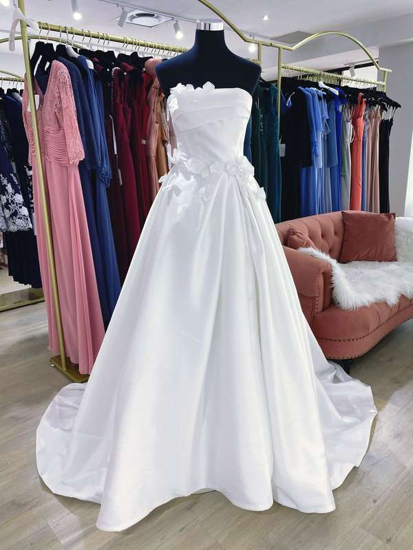Beyonce, boob-tube mikado ballgown wedding dress.