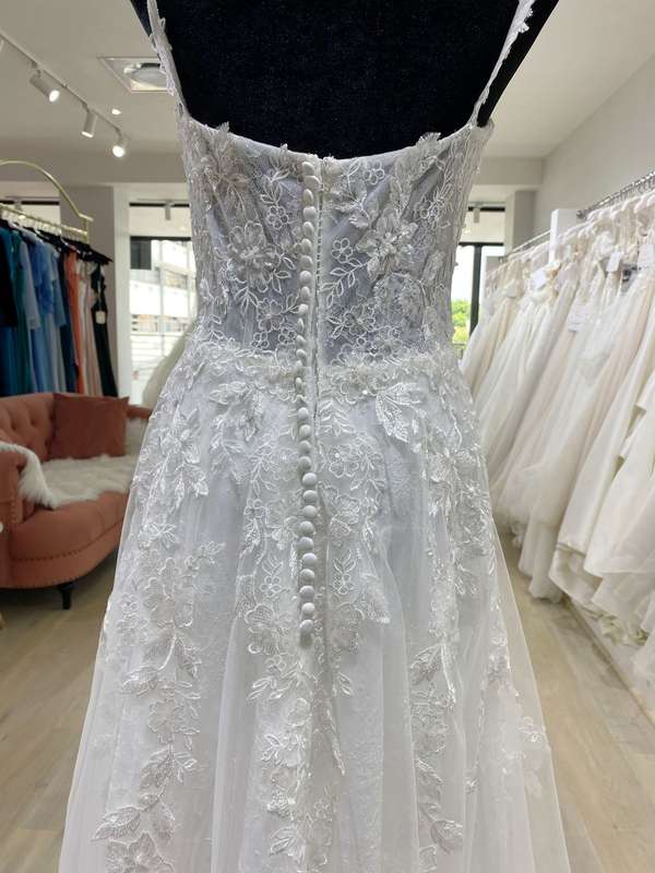 Pauline , Lace detailed white tulle A-line wedding dress
