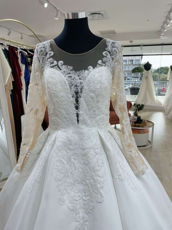 (Rental)Candice , long sleeve ballgown wedding dress.