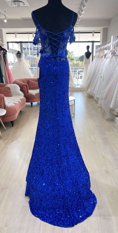 Royal blue 3D flower detail mermaid