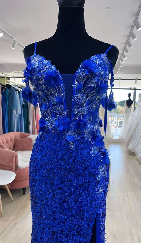 Royal blue 3D flower detail mermaid