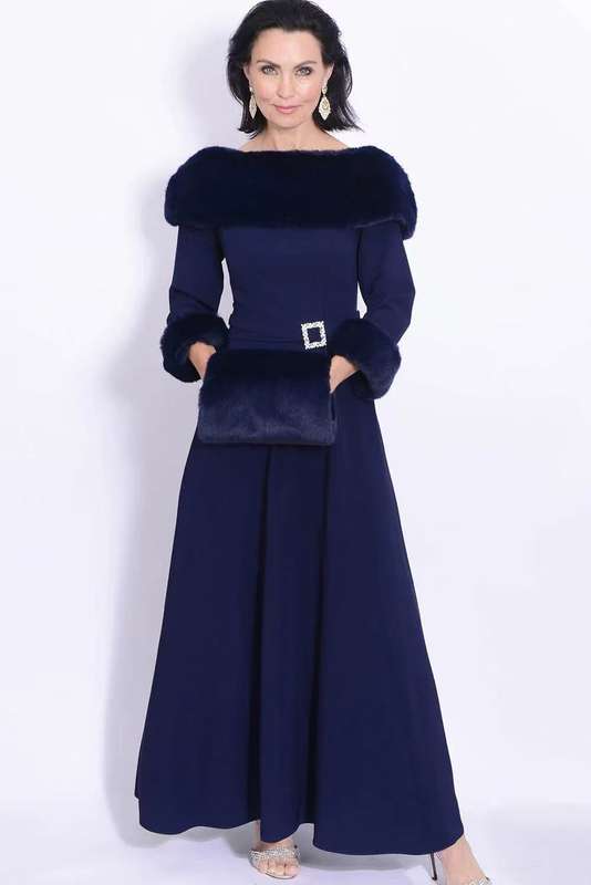 Winter Mother of the bride dress-Navy