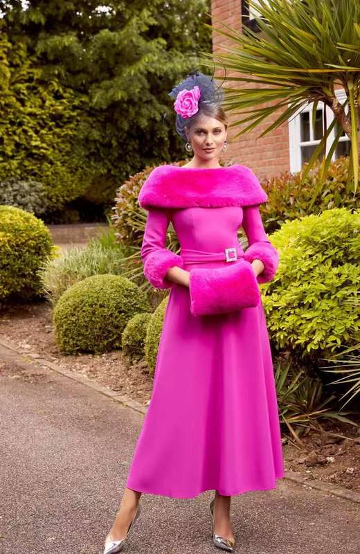 Winter mother of the bride dress-Pink